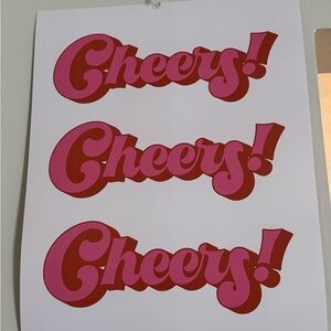 Pink and Red 'Cheers!' Wall Art